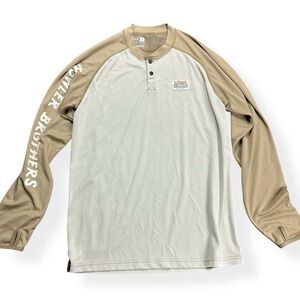 Howler Bros Loggerhead Henley Shirt Men's Size Large Brown Long Sleeve Top *